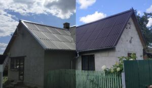 Резиновая краска на шиферной крыше